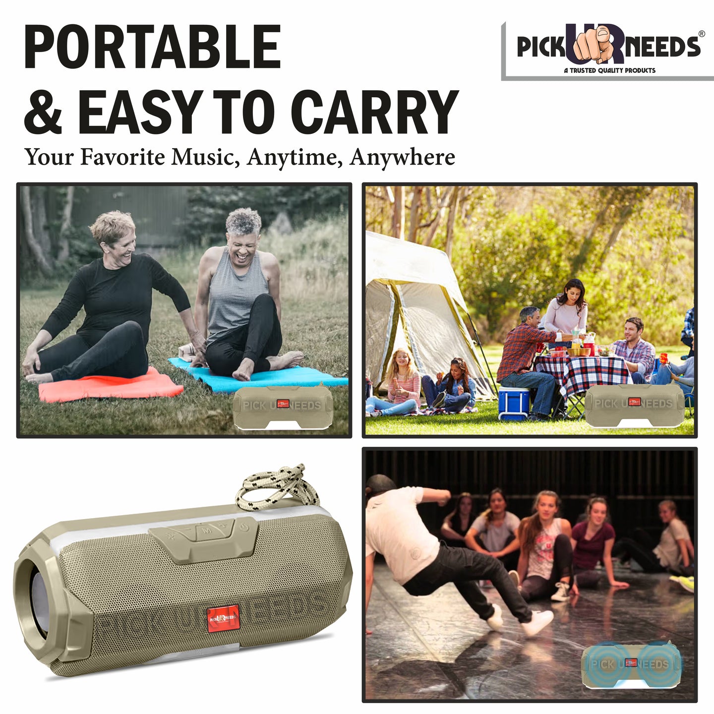 Pick Ur Needs  Rechargeable Mini Portable Wireless Bluetooth Super Bass Speaker With HD Audio 10 W Bluetooth Speaker (Green, Stereo Channel)